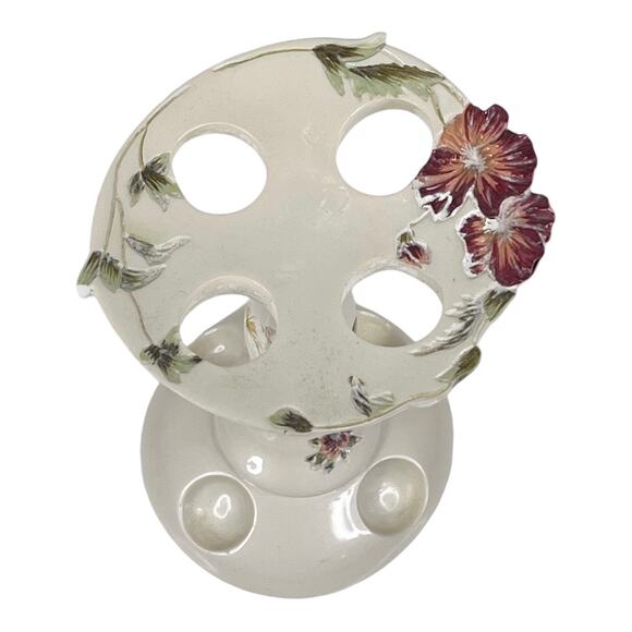 Vintage Marina TOOTHBRUSH HOLDER Bacova Guild Floral 5.75" Holds 4 Tooth Brush - Picture 2 of 5